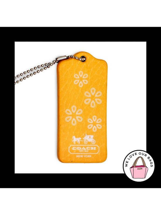 Coach Accessories - COACH MAGNET NOVELTY Hang Tag Logo Yellow Daisy Flower Floral Leather Bag Charm